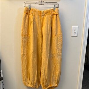 Anthropologie Yellow Wide Leg Pants